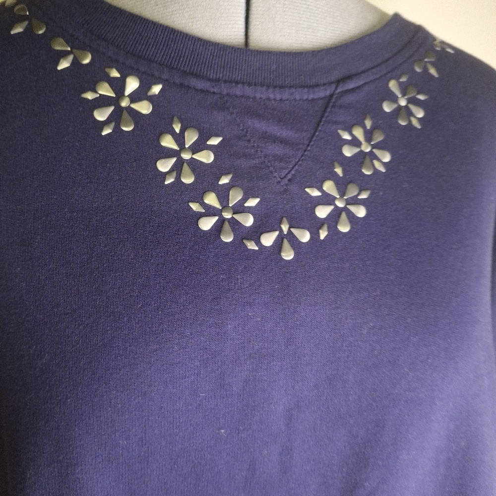 Studio Works Midnight Blue Floral Accent Sweatshirt Size 2X